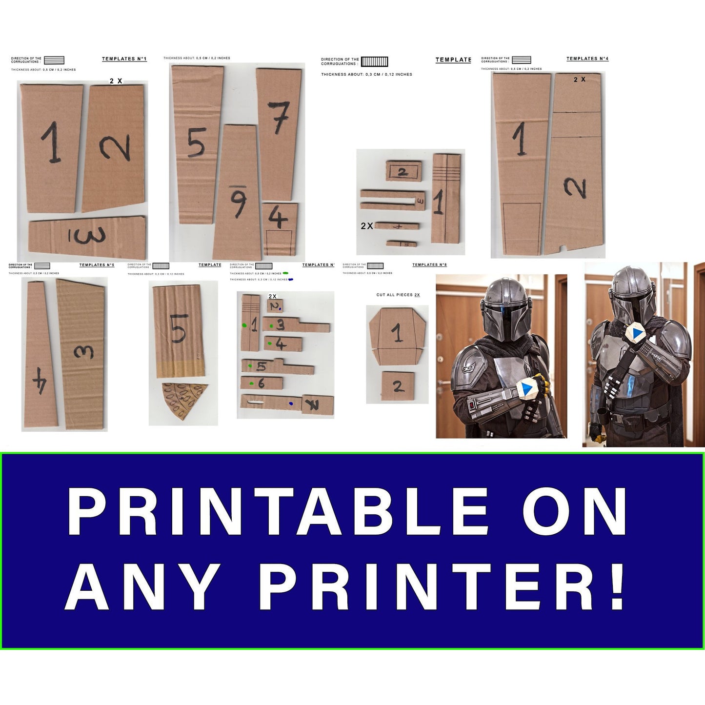 Mandalorian Wrist Gauntlets TEMPLATES for cardboard DIY