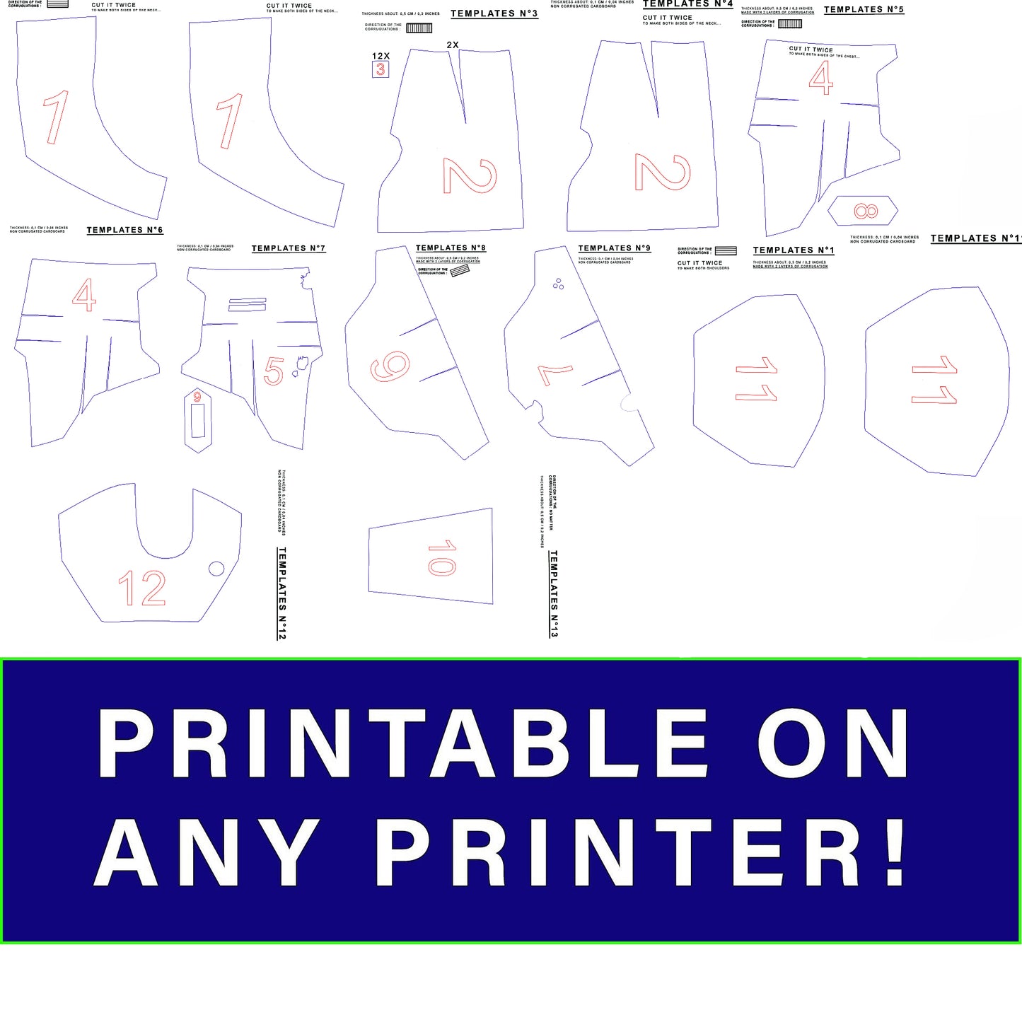 Boba Fett Armor TEMPLATES for cardboard DIY